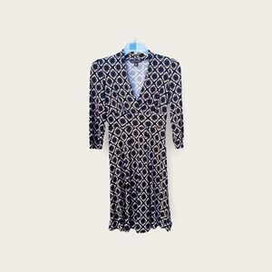 Banana Republic V Neck Dress Geometric Print Sz XS